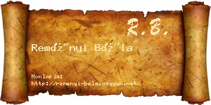 Reményi Béla névjegykártya